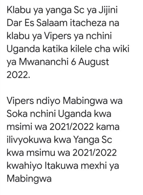 Yanga Sc vs Vipers